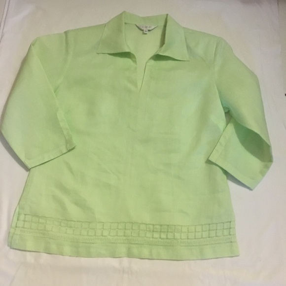 JMP Green Linen 2 pc Blouse/Pants Set Size Medium - Picture 2 of 9